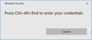 Press Ctrl+Alt+Del to enter your credentials